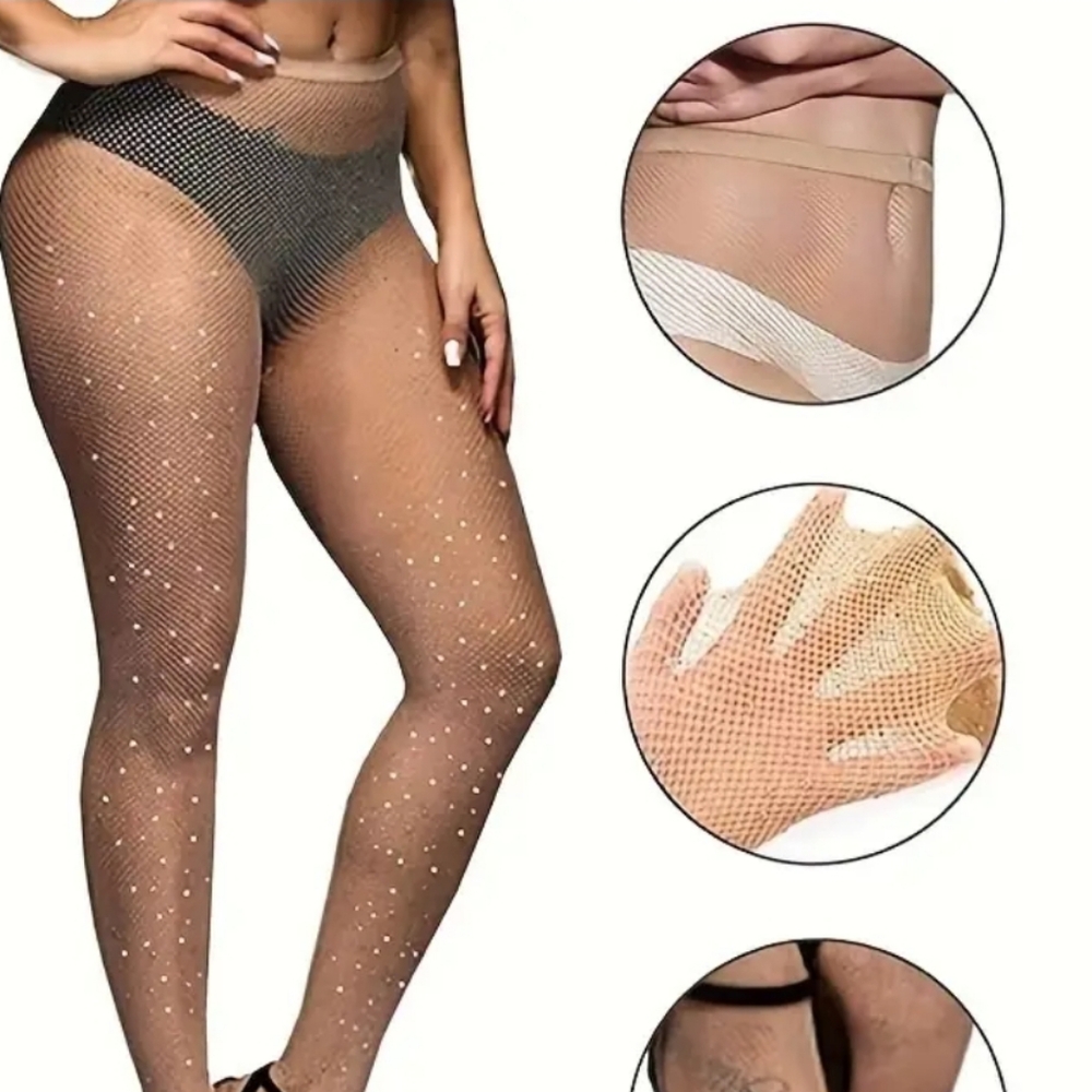 Elegant Fishnet Tights with Rhinestones